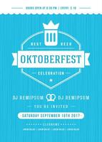 Oktoberfest cerveza festival celebracion retro tipografía póster o volantes vector