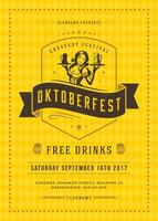 Oktoberfest cerveza festival celebracion retro tipografía póster vector