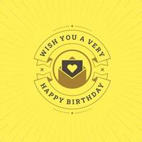 Happy birthday love letter envelope yellow vintage greeting card typographic template vector