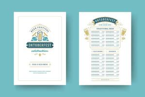 Oktoberfest menú Clásico tipografía modelo con cubrir cerveza festival celebracion y Insignia diseño. vector