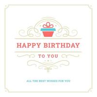 Happy birthday to you vintage greeting card curved antique ornate typographic template flat vector