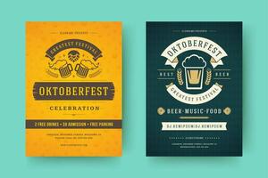 Oktoberfest flyers or posters retro typography templates willkommen zum beer festival celebration illustration vector