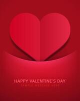 Valentines Day Card With Heart on Red Background vector