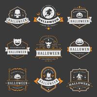 Happy Halloween labels an badges design set. vector