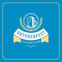 Oktoberfest beer festival celebration vintage greeting card or poster vector