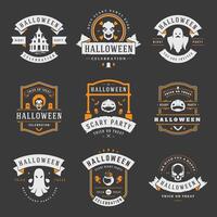 Happy Halloween labels an badges design set. vector