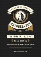 Oktoberfest beer festival celebration retro typography poster vector