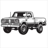 Pickup Truck illustration in black and white vector