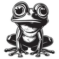 a black and white drawing of a frog with a black and white background vector