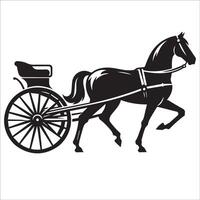Four Wheeled Horse Carriage silhouette on a white background vector