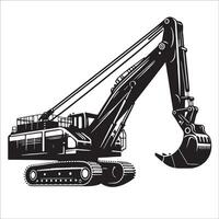 Excavator illustration in black and white on a white background vector