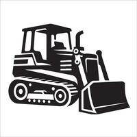 a black and white bulldozer on a white background vector