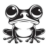 a black and white frog illustration on a white background vector