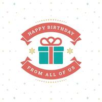 Birthday gift box ribbon vintage greeting social media post template flat illustration vector