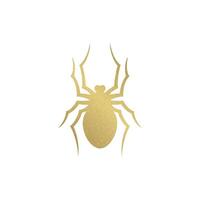 Spider Black Widow. Golden bug spider silhouette, isolated white background. illustration vector