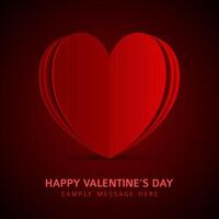 Valentines Day Card With Heart on Red Background vector