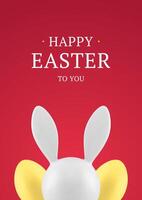 Pascua de Resurrección conejito pintado pollo huevos 3d saludo tarjeta diseño modelo realista ilustración vector