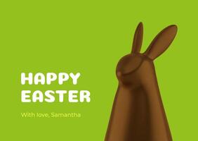 Happy Easter chocolate bunny treat bauble 3d greeting card holiday celebrate design template realistic illustration vector