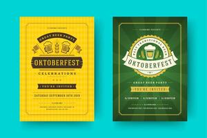 Oktoberfest flyers or posters retro typography templates willkommen zum beer festival celebration illustration vector