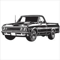 Black and white Pickup Truck illustration vector