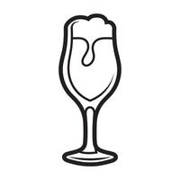 Beer flute glass line art on a white background vector