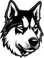 Siberian Husky - Black and White Isolated Icon - illustration vector