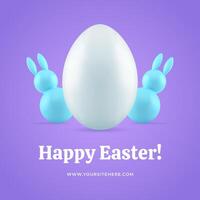 Happy Easter social media post 3d chicken egg rabbit bauble design template realistic vector