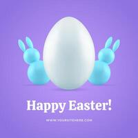 Happy Easter social media post 3d chicken egg rabbit bauble design template realistic vector