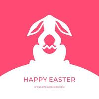 Happy Easter rabbit ornate chicken egg social media post design template flat vector