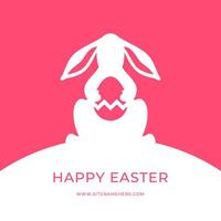 Happy Easter rabbit ornate chicken egg social media post design template flat vector