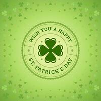 Saint Patrick's Day lucky clover greeting social media post template vintage illustration vector