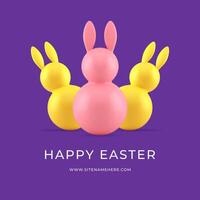 Easter bunny bauble 3d social media post design template holiday celebration realistic vector