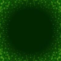 St Patrick's Day flying clover circle frame background dark green template design vector