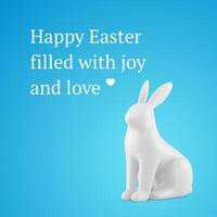 Happy Easter white bunny 3d social media post design template holiday congrats realistic vector