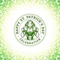 St Patrick's Day woman beer pub bar social media post template vintage illustration vector