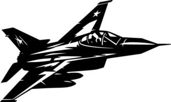 Fighter Jet - Black and White Isolated Icon - illustration vector