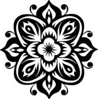 mandala - negro y blanco aislado icono - ilustración vector