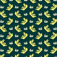 Ship interesting trendy multicolor repeating pattern illustration yellow design vector