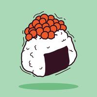 cute onigiri sushi cartoon icon illustration vector