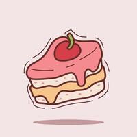 hand drawn slice of cake illustration vector