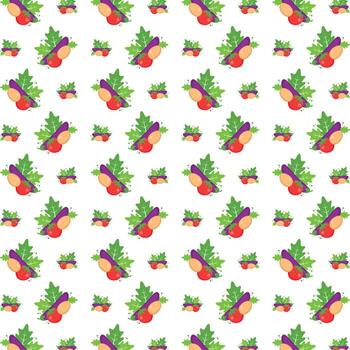 Fresh vegetables smooth trendy multicolor repeating pattern illustration background design vector