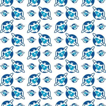 Rocket noticeable trendy multicolor repeating pattern illustration background design vector