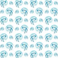 Fish smooth trendy multicolor repeating pattern illustration background design vector