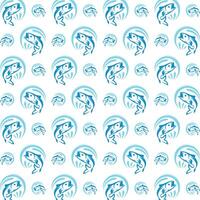 Fish smooth trendy multicolor repeating pattern illustration background design vector