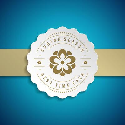 Spring typography quote label for poster or greeting card design.