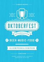 Oktoberfest cerveza festival celebracion retro tipografía póster vector