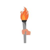 Flaming Torch in The Hand. Symbol of Passion and Triumph vector