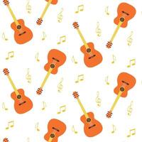 seamless pattern guitar and notes, musical instrument, notes, guitar pattern vector