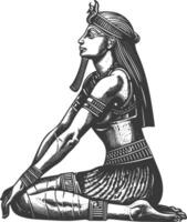 Pharaoh Female the egypt Mythical Creature image using Old engraving style vector