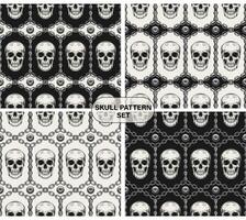 Geometric pattern with human skulls, steel chains, rivets, roses. Tile polygonal seamless background. Good for apparel, clothing, fabric, textile, sport goods. vector